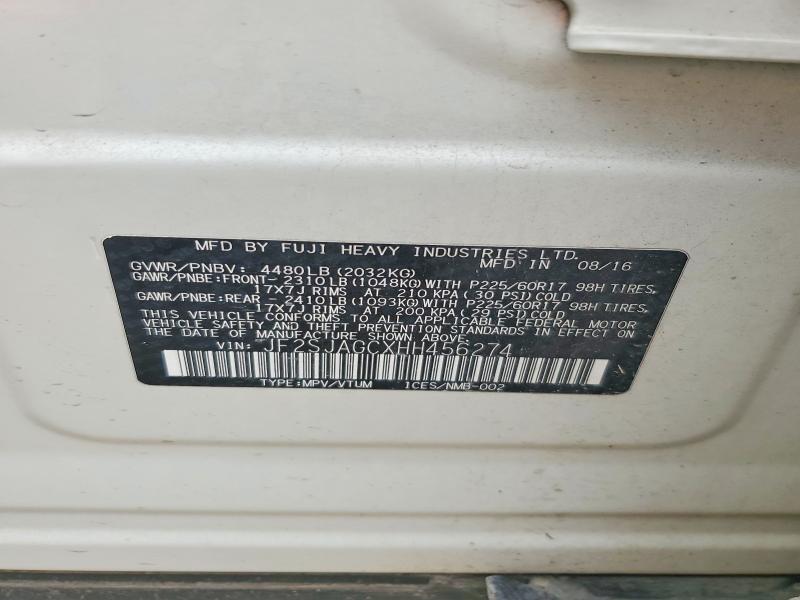 Продаж на аукціоні авто 2017 Subaru Forester, vin: JF2SJAGCXHH456274, номер лоту: 58087466
