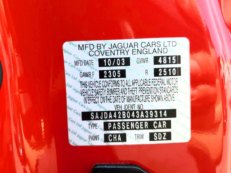Aukcja sprzedaży 2004 Jaguar Xkr, vin: SAJDA42B043A39314, numer aukcji: 58490256