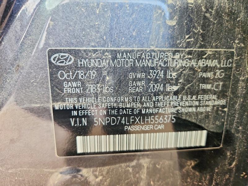 58469776 :رقم المزاد ، 5NPD74LFXLH556375 vin ، 2020 Hyundai Elantra مزاد بيع