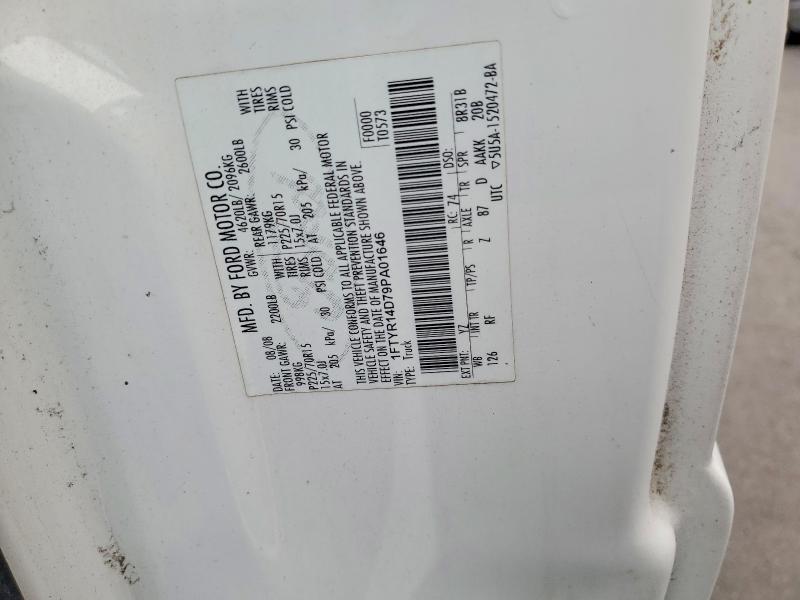 2009 Ford Ranger მანქანა იყიდება აუქციონზე, vin: 1FTYR14D79PA01646, აუქციონის ნომერი: 59107496