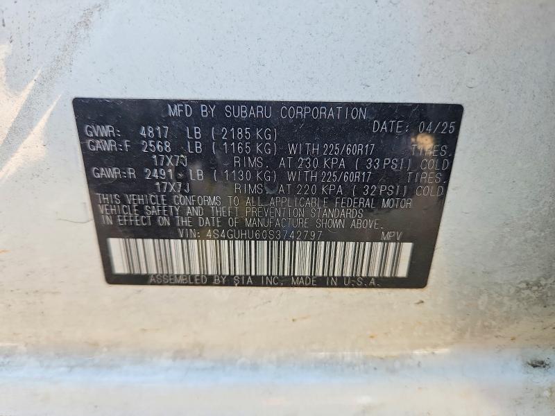 2025 Subaru Crosstrek მანქანა იყიდება აუქციონზე, vin: 4S4GUHU60S3742797, აუქციონის ნომერი: 56142666