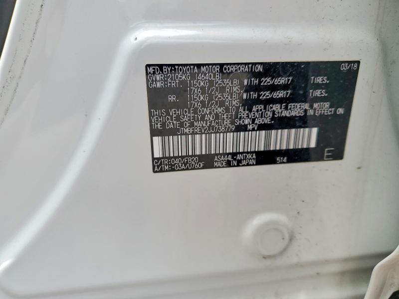 Продаж на аукціоні авто 2018 Toyota Rav4, vin: JTMBFREV2JJ738779, номер лоту: 56134516