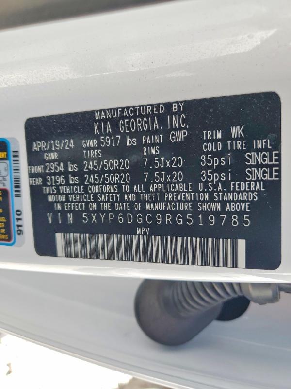 57169586 :رقم المزاد ، 5XYP6DGC9RG519785 vin ، 2024 Kia Telluride مزاد بيع