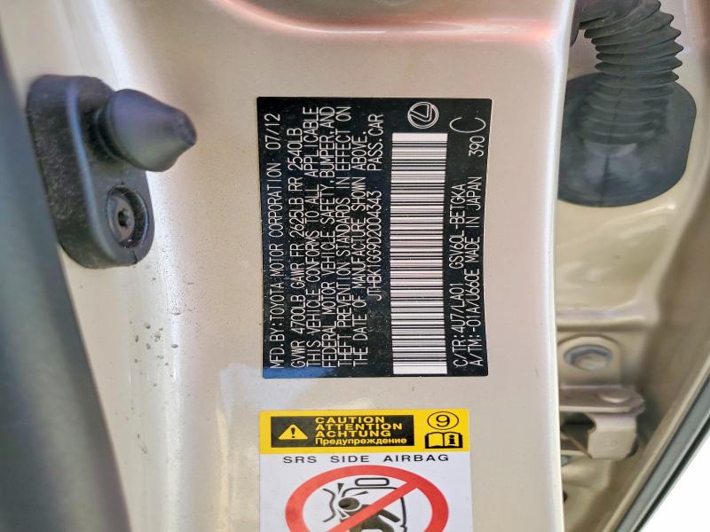 55467346 :رقم المزاد ، JTHBK1GG9D2004343 vin ، 2013 Lexus Es مزاد بيع