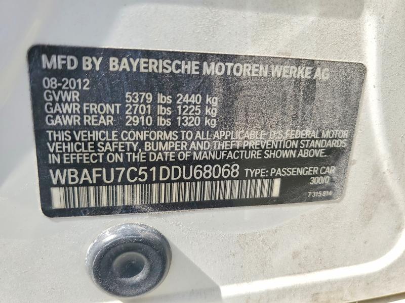 Продаж на аукціоні авто 2013 Bmw 535, vin: WBAFU7C51DDU68068, номер лоту: 58181386