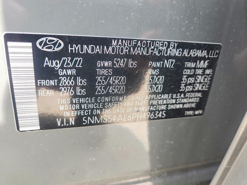 Auction sale of the 2023 Hyundai Santa Fe, vin: 5NMS54AL6PH496345, lot number: 56309506