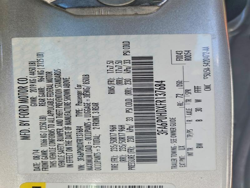 Продаж на аукціоні авто 2015 Ford Fusion, vin: 3FA6P0HDXFR137684, номер лоту: 54298856