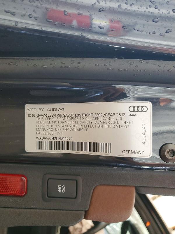 Продаж на аукціоні авто 2017 Audi A4, vin: WAUANAF4XHN041575, номер лоту: 58028126
