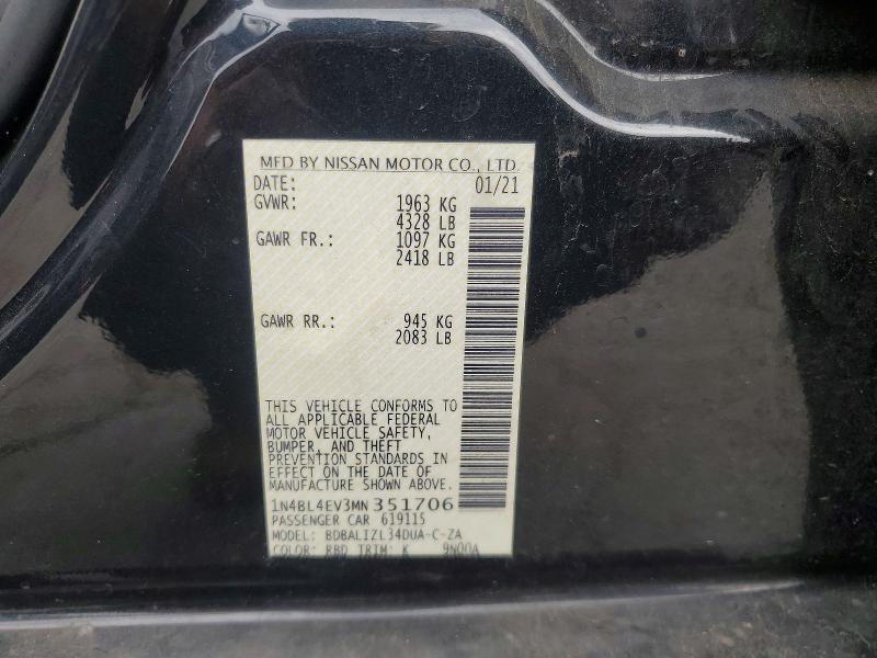 Продажа на аукционе авто 2021 Nissan Altima, vin: 1N4BL4EV3MN351706, номер лота: 57402756