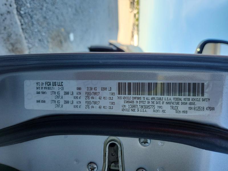 57252656 :رقم المزاد ، 1C6RR7LT0KS605775 vin ، 2019 Ram 1500 Classic مزاد بيع