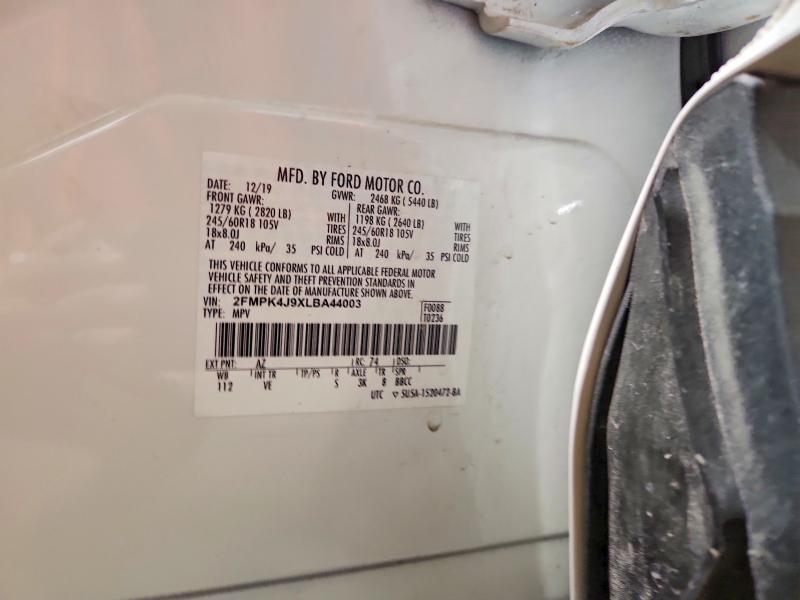 2020 Ford Edge მანქანა იყიდება აუქციონზე, vin: 2FMPK4J9XLBA44003, აუქციონის ნომერი: 56086476