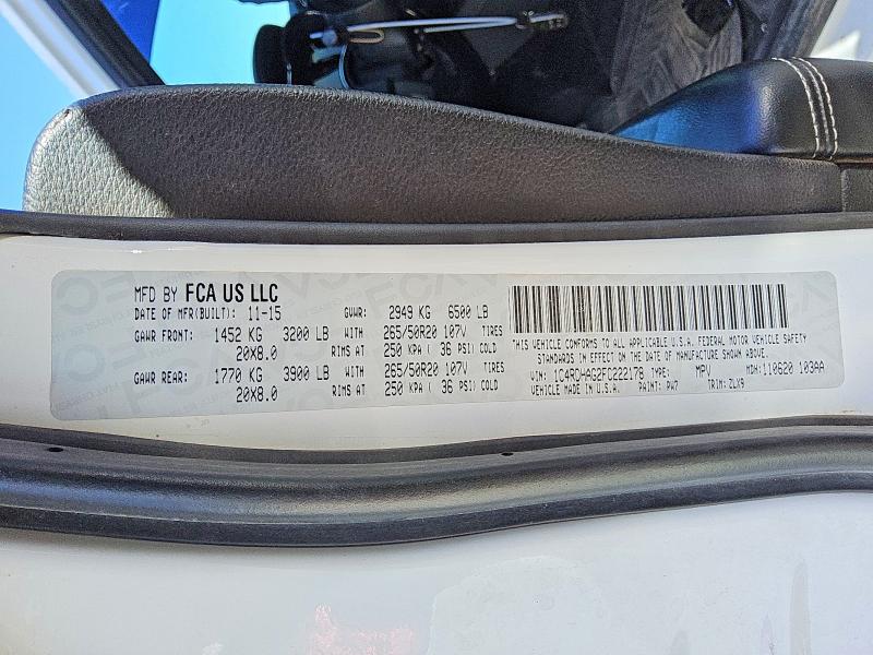 Продажа на аукционе авто 2015 Dodge Durango, vin: 1C4RDHAG2FC222178, номер лота: 56162096