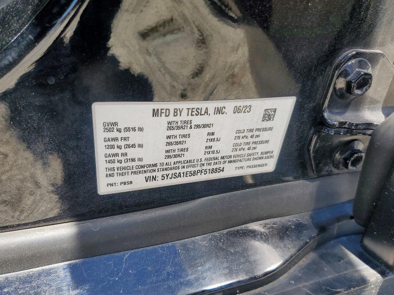 Продаж на аукціоні авто 2023 Tesla Model S, vin: 5YJSA1E58PF518854, номер лоту: 55766496