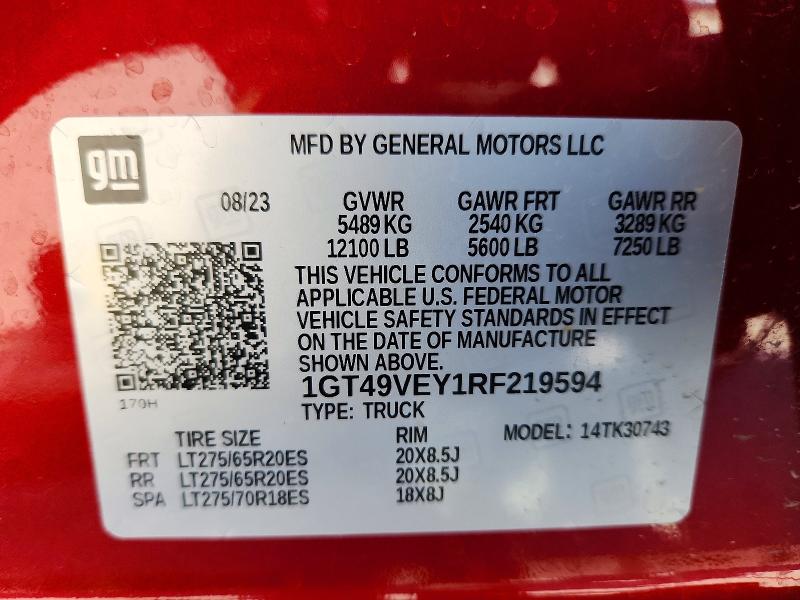 56653946 :رقم المزاد ، 1GT49VEY1RF219594 vin ، 2024 Gmc Sierra مزاد بيع