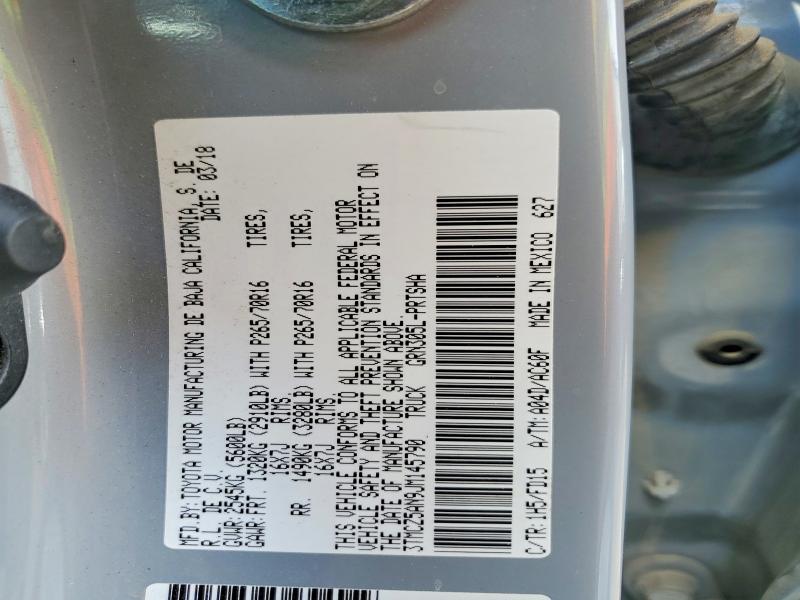 Продажа на аукционе авто 2018 Toyota Tacoma, vin: 3TMCZ5AN9JM145790, номер лота: 55704266