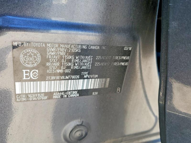 Продажа на аукционе авто 2018 Toyota Rav4, vin: 2T3BFREV8JW778026, номер лота: 55579806