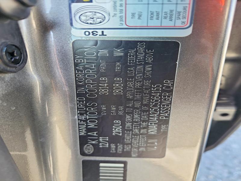 55683786 :رقم المزاد ، KNAFU4A25C5564155 vin ، 2012 Kia Forte مزاد بيع