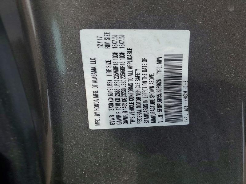 57612156 :رقم المزاد ، 5FNRL6H55JB069626 vin ، 2018 Honda Odyssey مزاد بيع