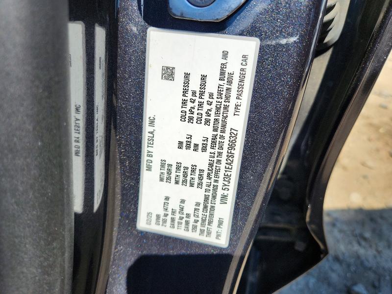 Продажа на аукционе авто 2025 Tesla Model 3, vin: 5YJ3E1EA2SF966327, номер лота: 57595666