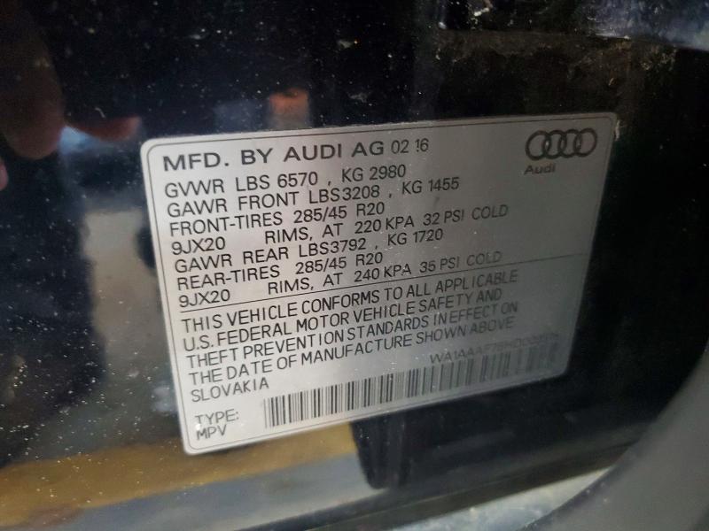Продаж на аукціоні авто 2017 Audi Q7, vin: WA1AAAF75HD009318, номер лоту: 58091256