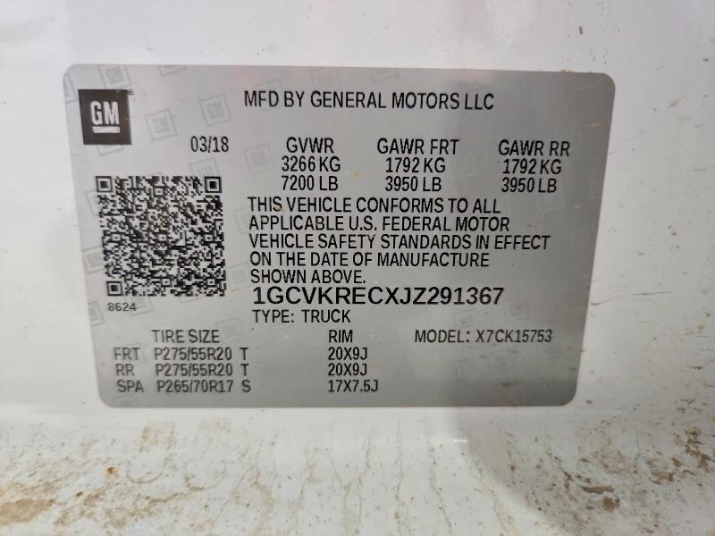 Aukcja sprzedaży 2018 Chevrolet Silverado, vin: 1GCVKRECXJZ291367, numer aukcji: 54835866