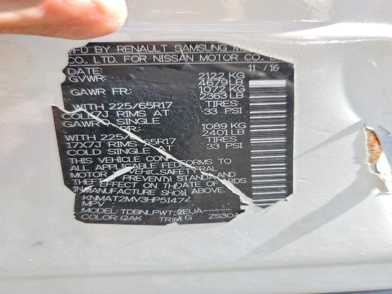 56047606 :رقم المزاد ، KNMAT2MV3HP514702 vin ، 2017 Nissan Rogue مزاد بيع