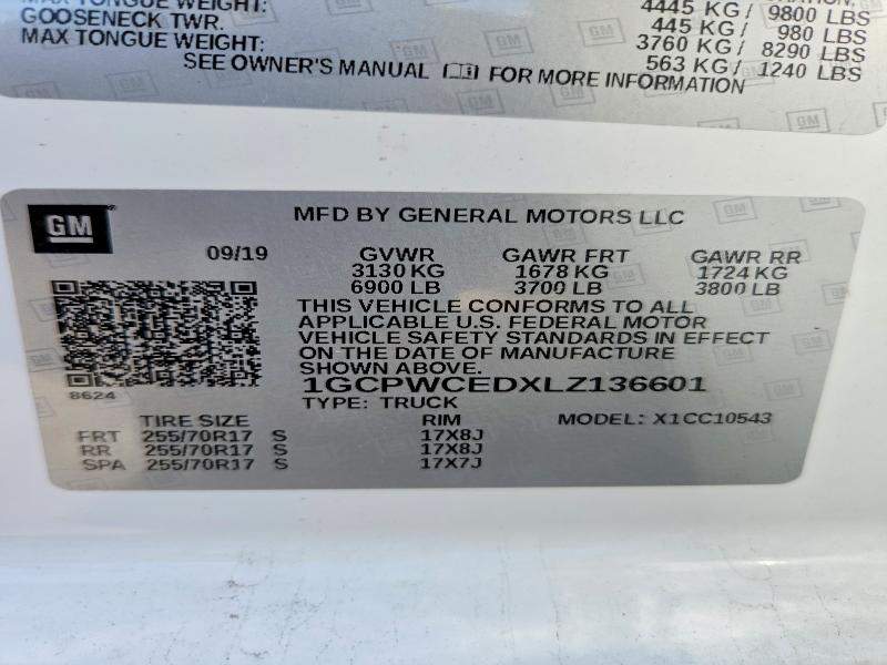 58955336 :رقم المزاد ، 1GCPWCEDXLZ136601 vin ، 2020 Chevrolet Silverado مزاد بيع
