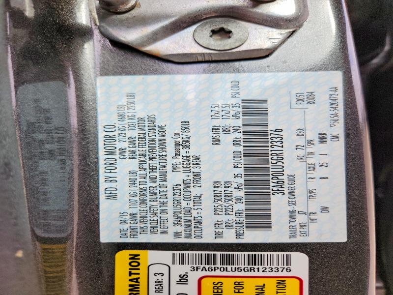 Продаж на аукціоні авто 2016 Ford Fusion, vin: 3FA6P0LU5GR123376, номер лоту: 56121796