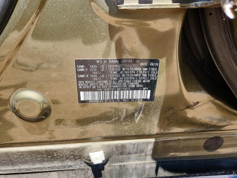 Aukcja sprzedaży 2021 Subaru Outback, vin: 4S4BTAPC1M3113672, numer aukcji: 57197756