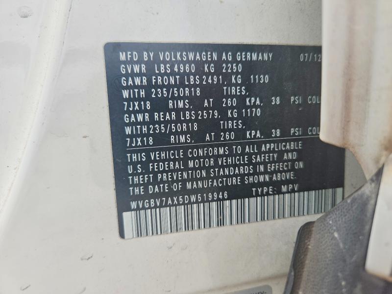 Продажа на аукционе авто 2013 Volkswagen Tiguan, vin: WVGBV7AX5DW519946, номер лота: 57249026