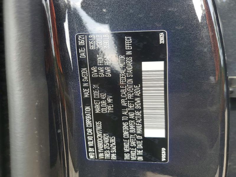 Продаж на аукціоні авто 2022 Volvo Xc90, vin: YV4BR0CK2N1778035, номер лоту: 59000956