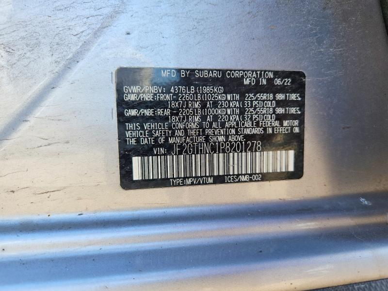2023 Subaru Crosstrek მანქანა იყიდება აუქციონზე, vin: JF2GTHNC1P8201278, აუქციონის ნომერი: 55409236