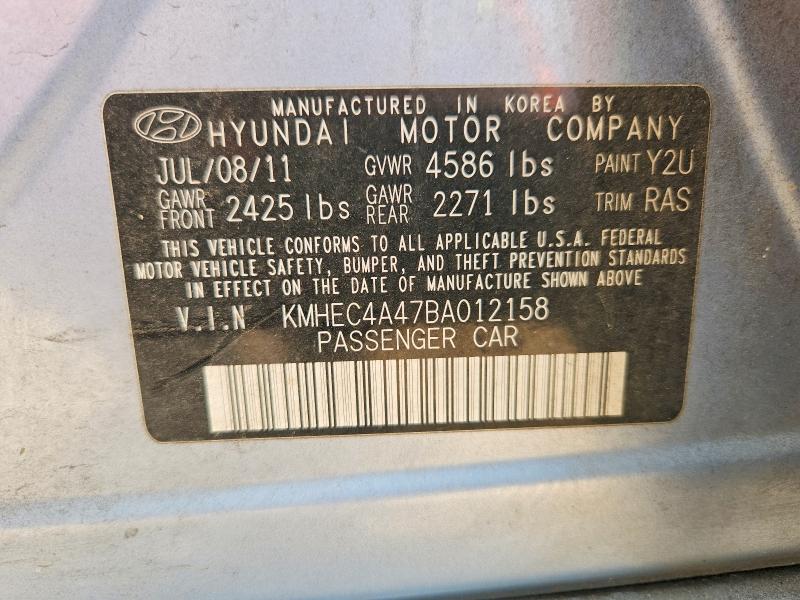 Aukcja sprzedaży 2011 Hyundai Sonata, vin: KMHEC4A47BA012158, numer aukcji: 57606556