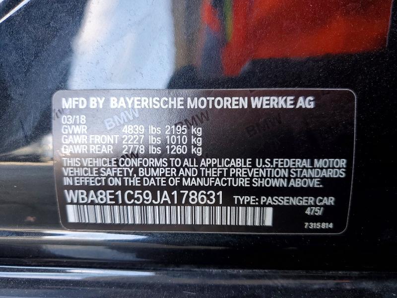 56329026 :رقم المزاد ، WBA8E1C59JA178631 vin ، 2018 Bmw 330e مزاد بيع
