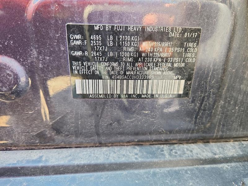 Продаж на аукціоні авто 2017 Subaru Outback, vin: 4S4BSACC0H3333965, номер лоту: 58526146