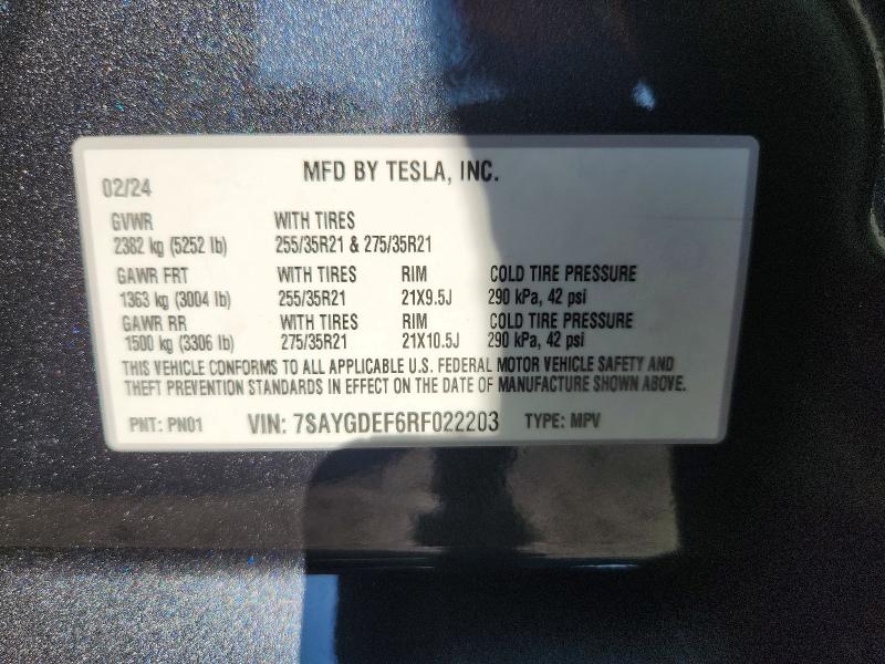 Продаж на аукціоні авто 2024 Tesla Model Y, vin: 7SAYGDEF6RF022203, номер лоту: 58248356