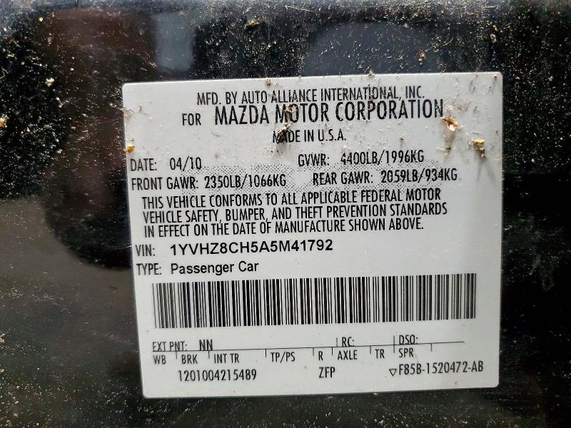Aukcja sprzedaży 2010 Mazda 6, vin: 1YVHZ8CH5A5M41792, numer aukcji: 58136386
