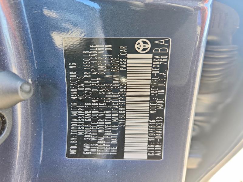 55755226 :رقم المزاد ، 5YFBURHE9FP299262 vin ، 2015 Toyota Corolla مزاد بيع
