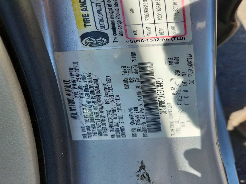 58318556 :رقم المزاد ، 3FAHP0GA7CR178480 vin ، 2012 Ford Fusion مزاد بيع
