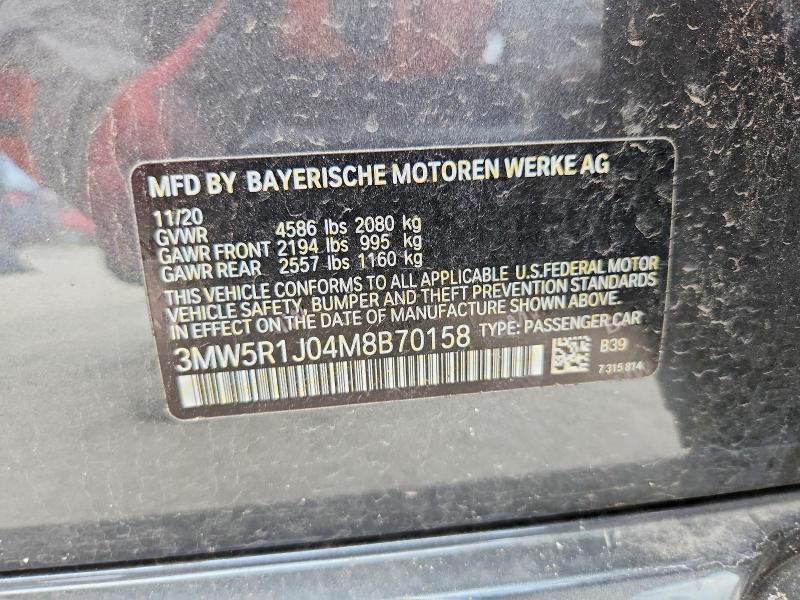Продажа на аукционе авто 2021 Bmw 330i, vin: 3MW5R1J04M8B70158, номер лота: 56366366