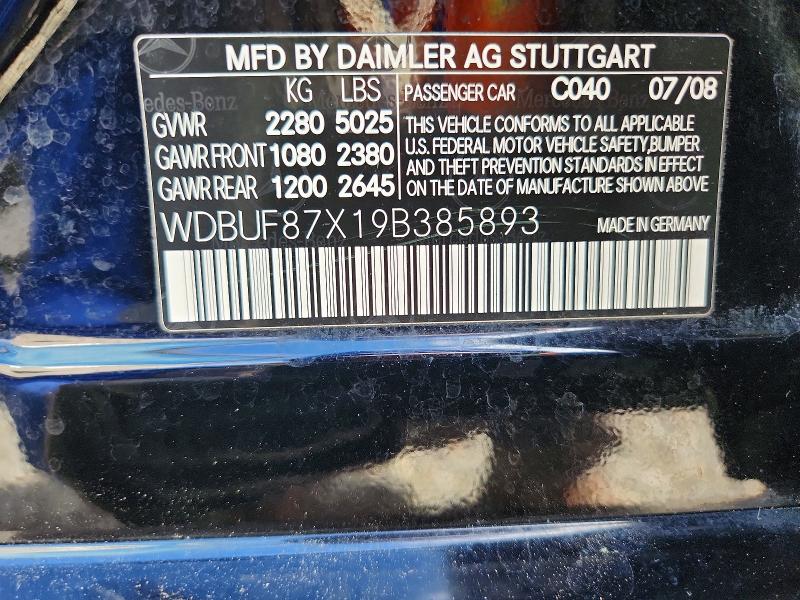 56331646 :رقم المزاد ، WDBUF87X19B385893 vin ، 2009 Mercedes-benz E مزاد بيع
