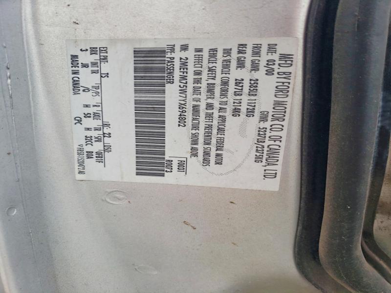 Продажа на аукционе авто 2000 Mercury Grand Marquis, vin: 2MEFM75W7YX694802, номер лота: 57673786
