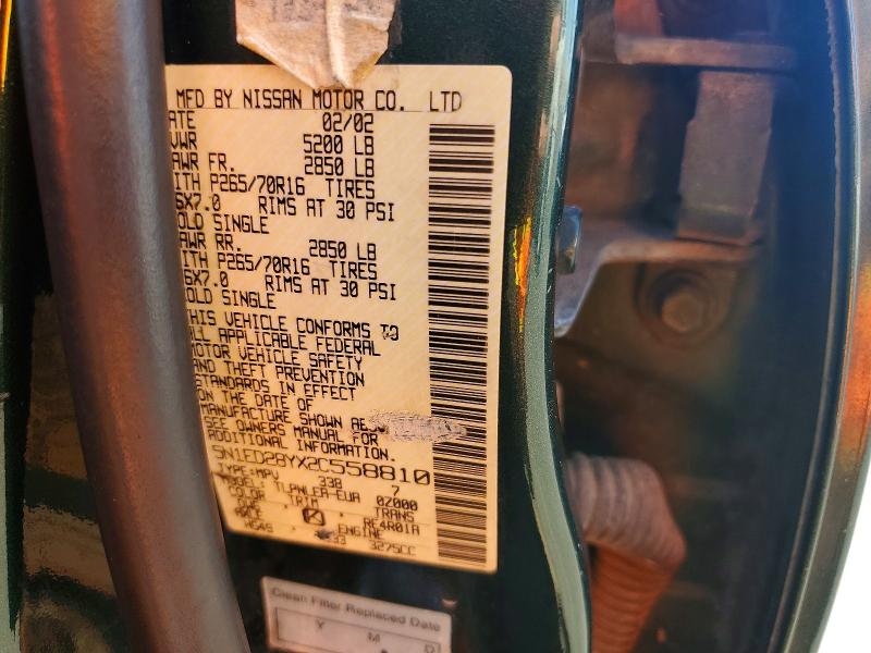 Продаж на аукціоні авто 2002 Nissan Xterra, vin: 5N1ED28YX2C558810, номер лоту: 57489186