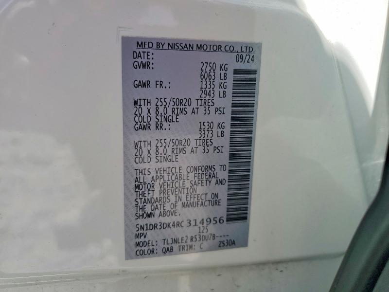 Aukcja sprzedaży 2024 Nissan Pathfinder, vin: 5N1DR3DK4RC314956, numer aukcji: 55942966