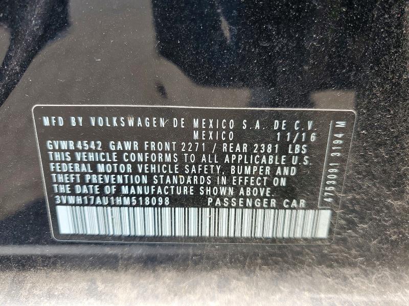 Продаж на аукціоні авто 2017 Volkswagen Golf Alltrack, vin: 3VWH17AU1HM518098, номер лоту: 56703276