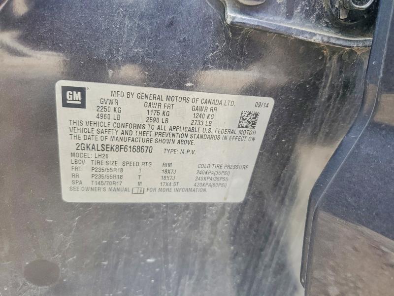 57938346 :رقم المزاد ، 2GKALSEK8F6168670 vin ، 2015 Gmc Terrain مزاد بيع