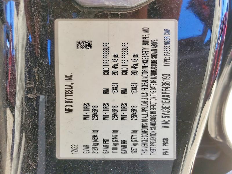 Продажа на аукционе авто 2023 Tesla Model 3, vin: 5YJ3E1EAXPF436193, номер лота: 56089196