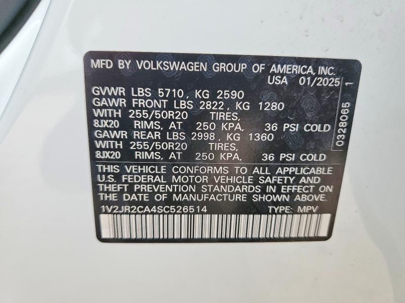 Продажа на аукционе авто 2025 Volkswagen Atlas, vin: 1V2JR2CA4SC526514, номер лота: 58216426