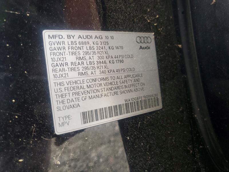 56800956 :رقم المزاد ، WA1DGBFE7BD004290 vin ، 2011 Audi Q7 مزاد بيع