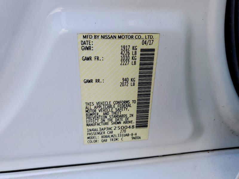 Продажа на аукционе авто 2017 Nissan Altima, vin: 1N4AL3AP3HC250048, номер лота: 56678976